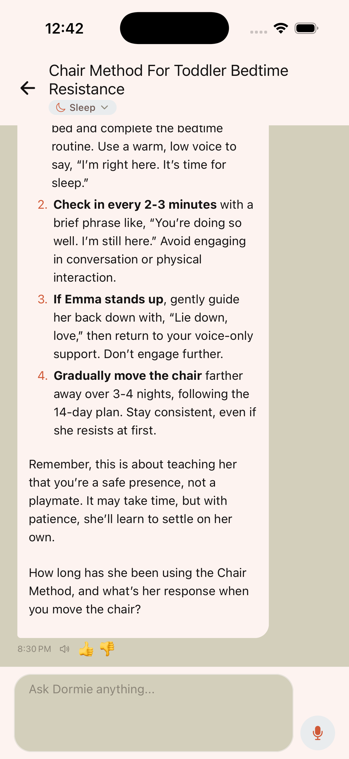 Dormie providing compassionate step-by-step guidance at night